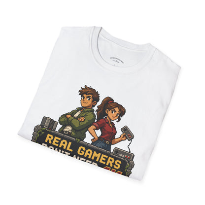 T-Shirt — Retro Pixel 'Real Gamers Don't Need 4K' Graphic Tee