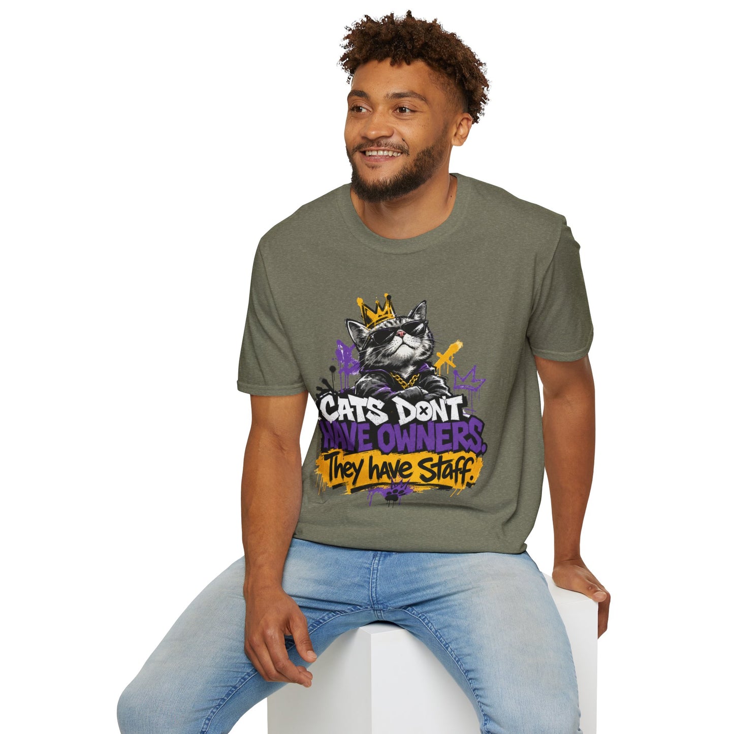 Cat Graphic Tee — "Cats Don't Have Owners They Have Staff"