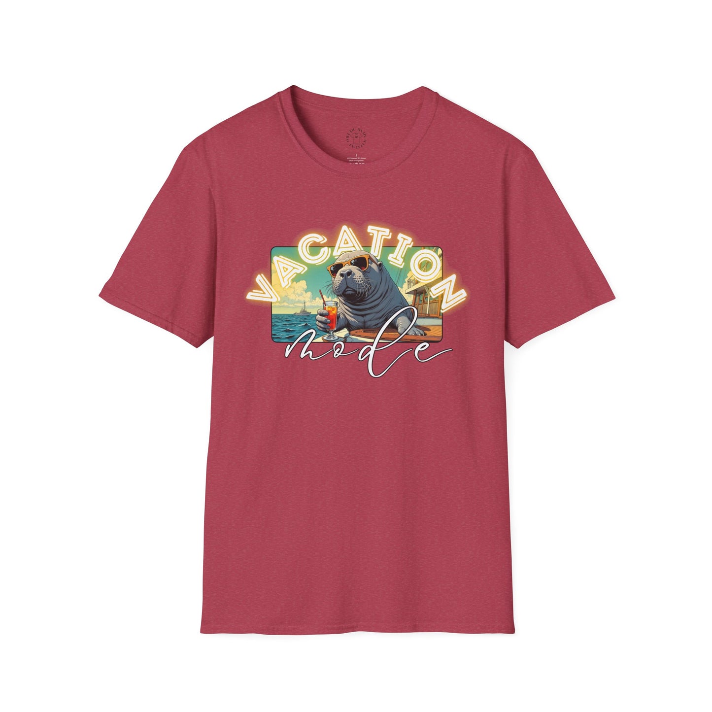 Funny Vacation Mode Unisex Softstyle T-Shirt, manatee