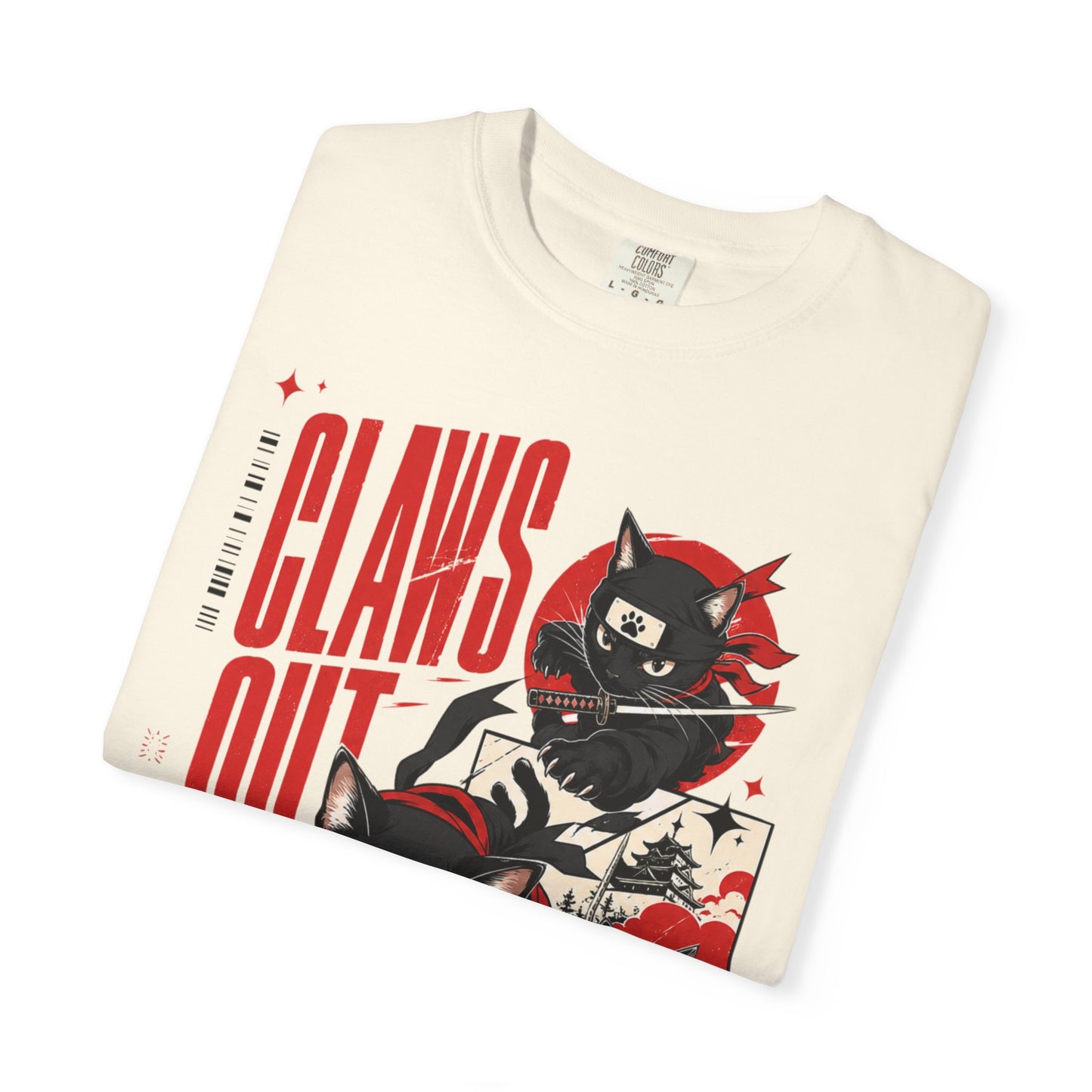 Claws Out Cat Graphic T-Shirt — Retro Ninja Kitties Tee