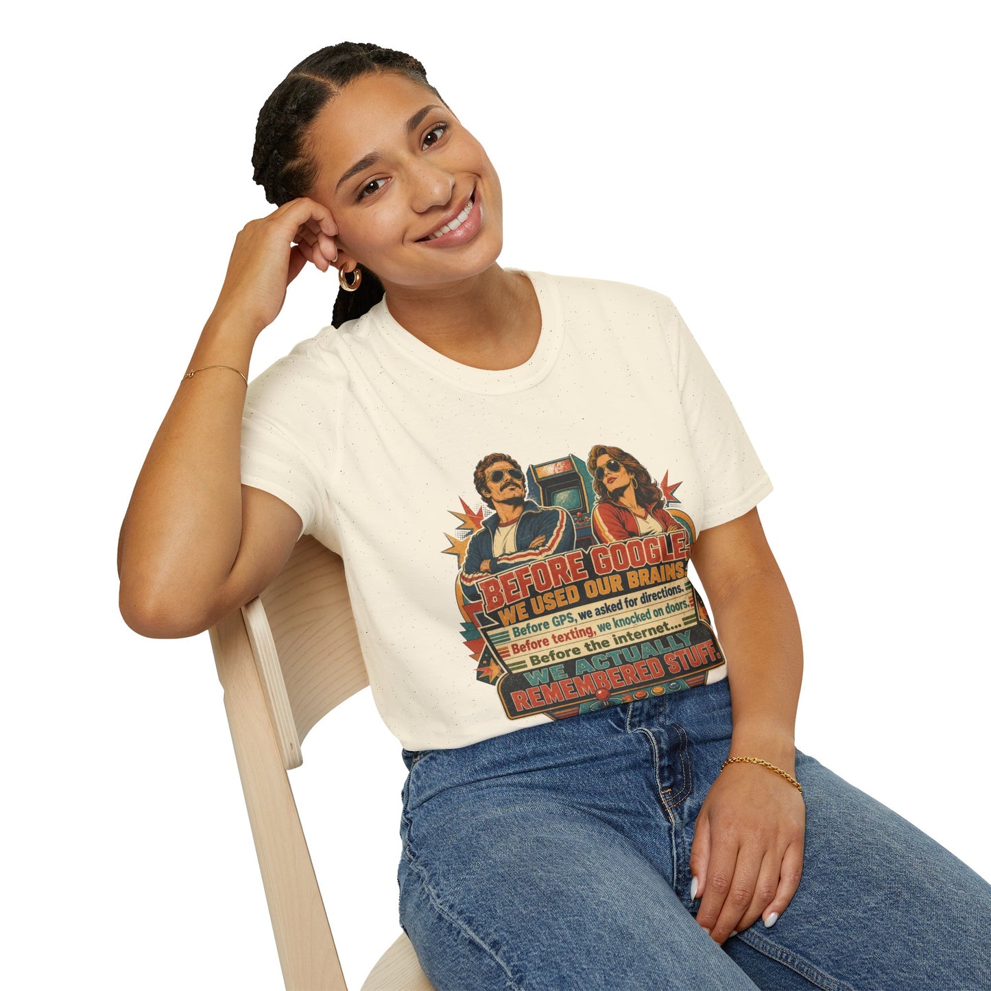 Before Google T-Shirt — Retro Vintage "We Used Our Brains" Graphic Tee