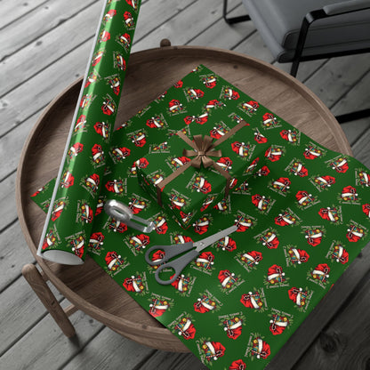 Christmas Santa Gift Wrap Paper — Festive Green Holiday Wrapping Sheets