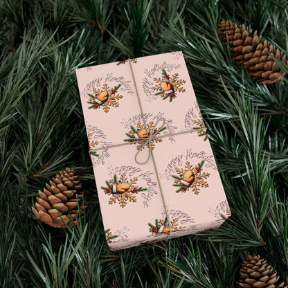 Gift Wrap Paper — Pink Vintage Floral Wreath Pattern (Holiday & Birthday Wrapping)