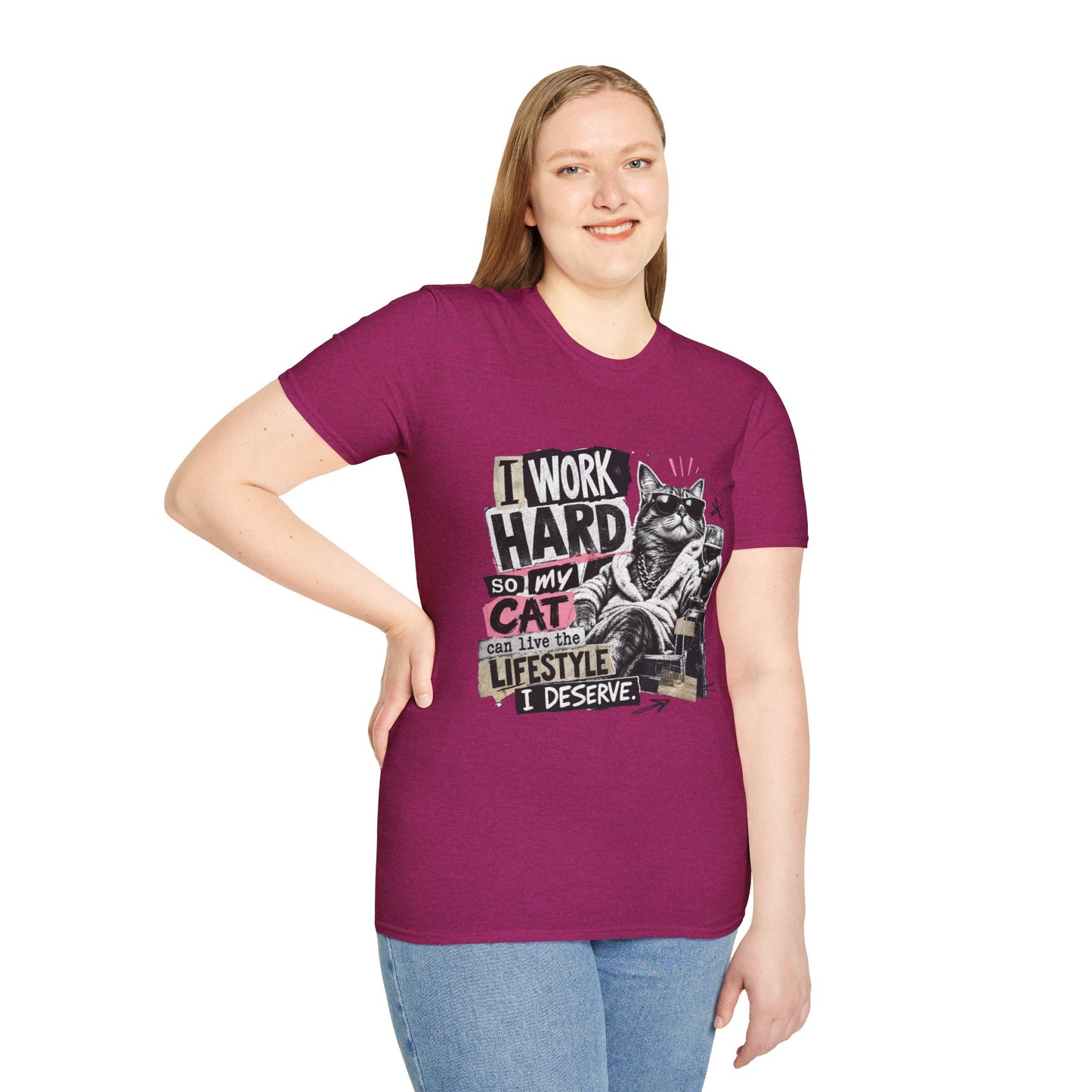 Cat Graphic T-Shirt — "I Work Hard So My Cat Can Live the Lifestyle I Deserve"
