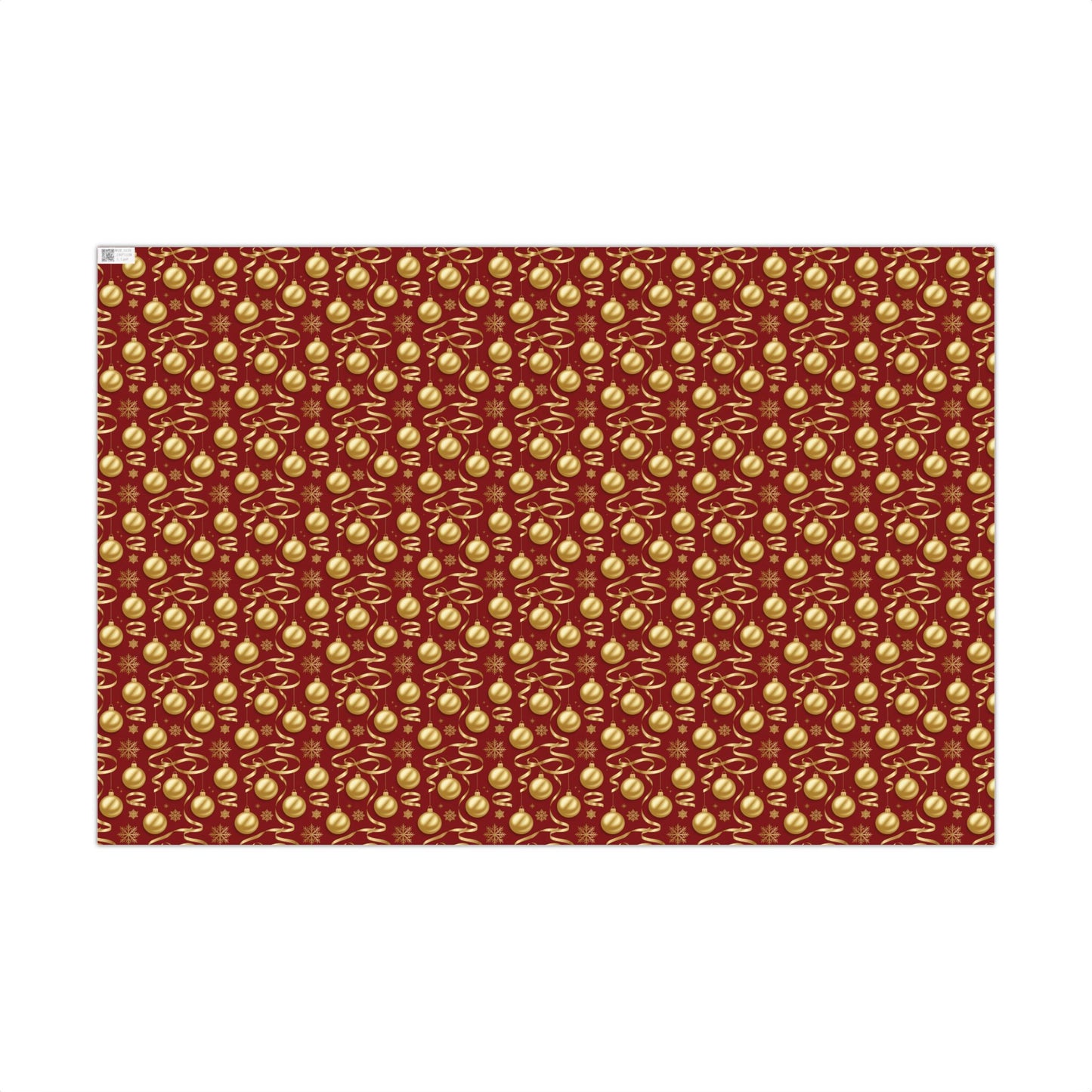 Christmas Gift Wrap Paper - Red & Gold Ornament Pattern, Holiday Wrapping Sheets