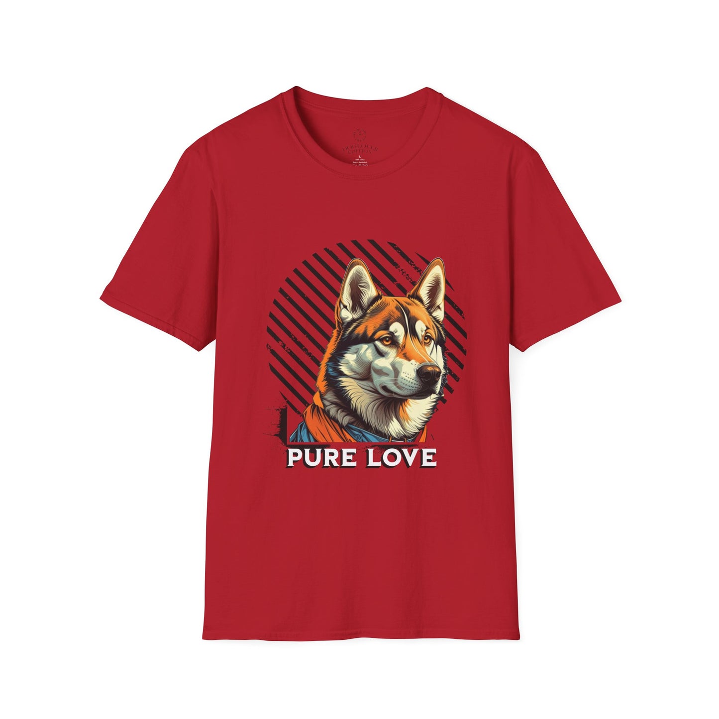 Pure Love Unisex Softstyle T-Shirt - Orange Dog Design