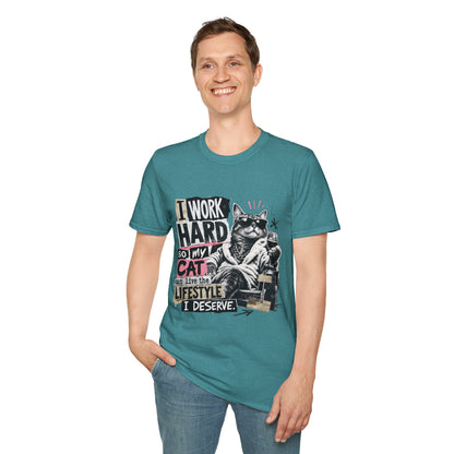 Cat Graphic T-Shirt — "I Work Hard So My Cat Can Live the Lifestyle I Deserve"
