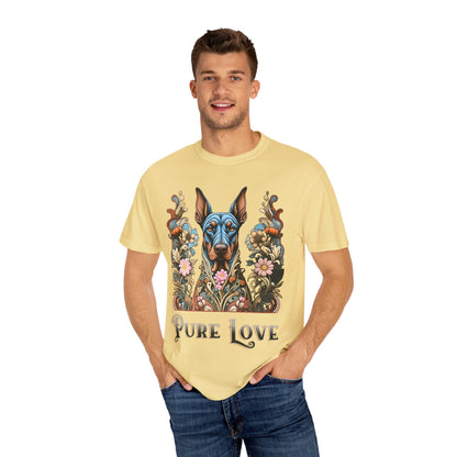 Pure Love Dog Art Unisex T-Shirt - Vibrant Floral Design
