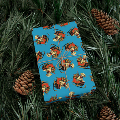 Santa Puppy Pattern Gift Wrap Paper – Cute Christmas Wrapping Sheets