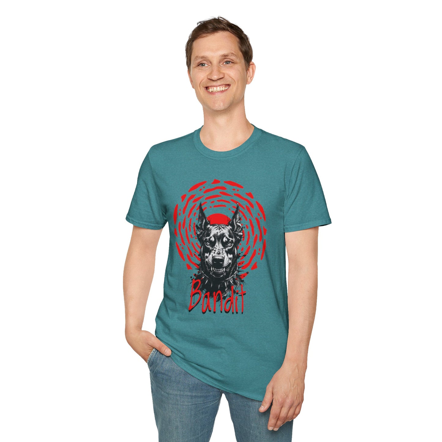 Doberman Graphic T-Shirt — Red Halo 'Bandit' Design