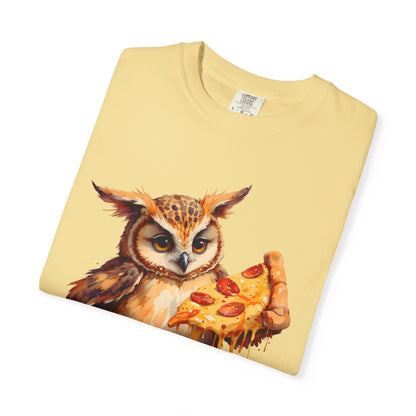 Pizza Time Owl T-Shirt — Cute Owl Eating Pizza Graphic Tee
