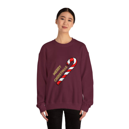 Christmas Candy Cane Crewneck Sweatshirt — "Merry Christmas" Holiday Sweater