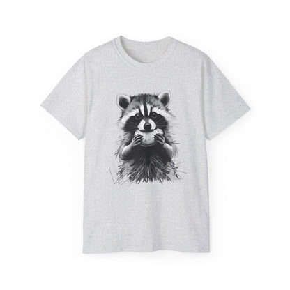 Raccoon Sketch Tee — Cute Black & White Wildlife Graphic T-Shirt