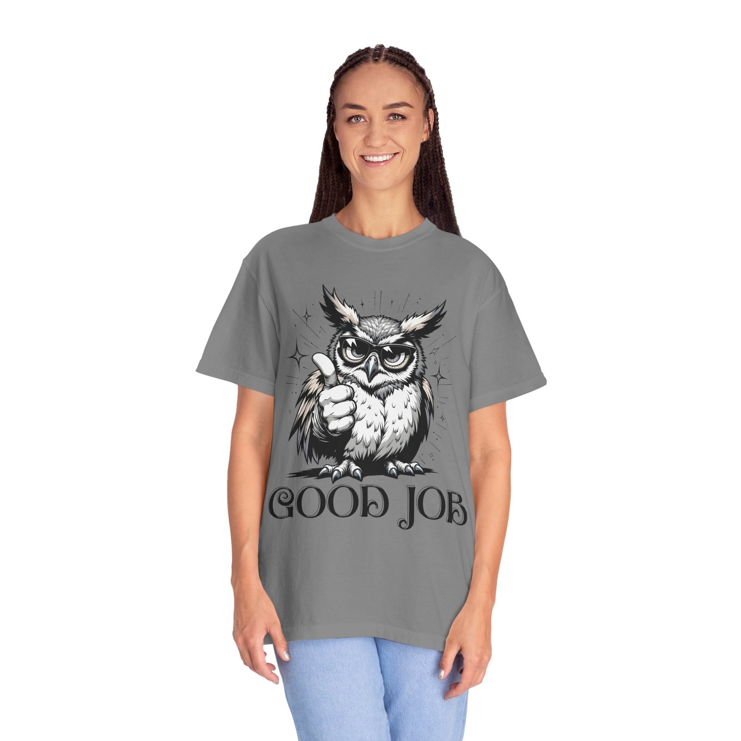 Good Job Owl T-Shirt — Thumbs-Up Retro Owl Graphic Tee