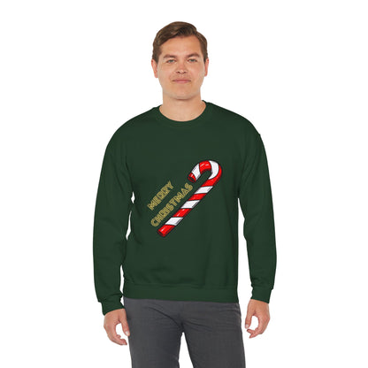 Christmas Candy Cane Crewneck Sweatshirt — "Merry Christmas" Holiday Sweater