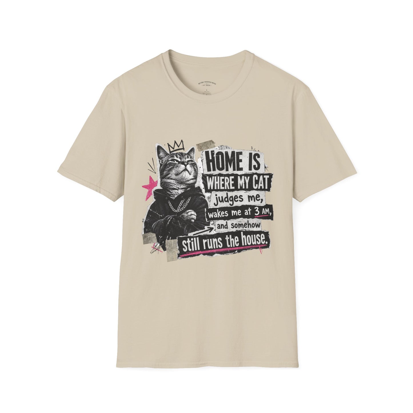 Cat T-Shirt — "Home Is Where My Cat Judges Me" Funny Graphic Tee