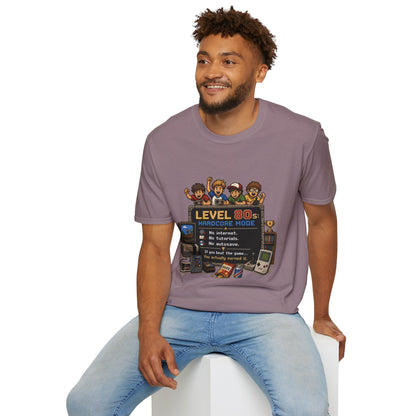 80s Level Up T-Shirt — 'Level 80s: Hardcore Mode' Retro Gaming Tee