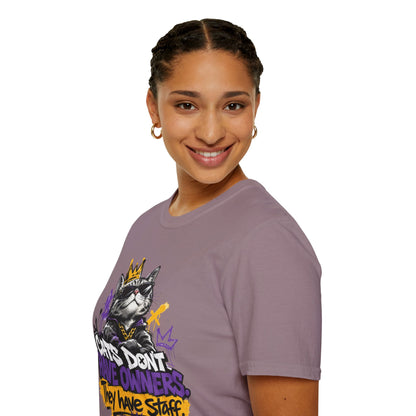 Cat Graphic Tee — "Cats Don't Have Owners They Have Staff"