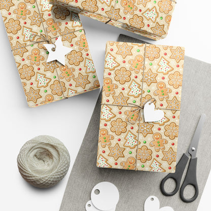 Gingerbread Pattern Gift Wrap Paper — Festive Holiday Wrapping Sheets