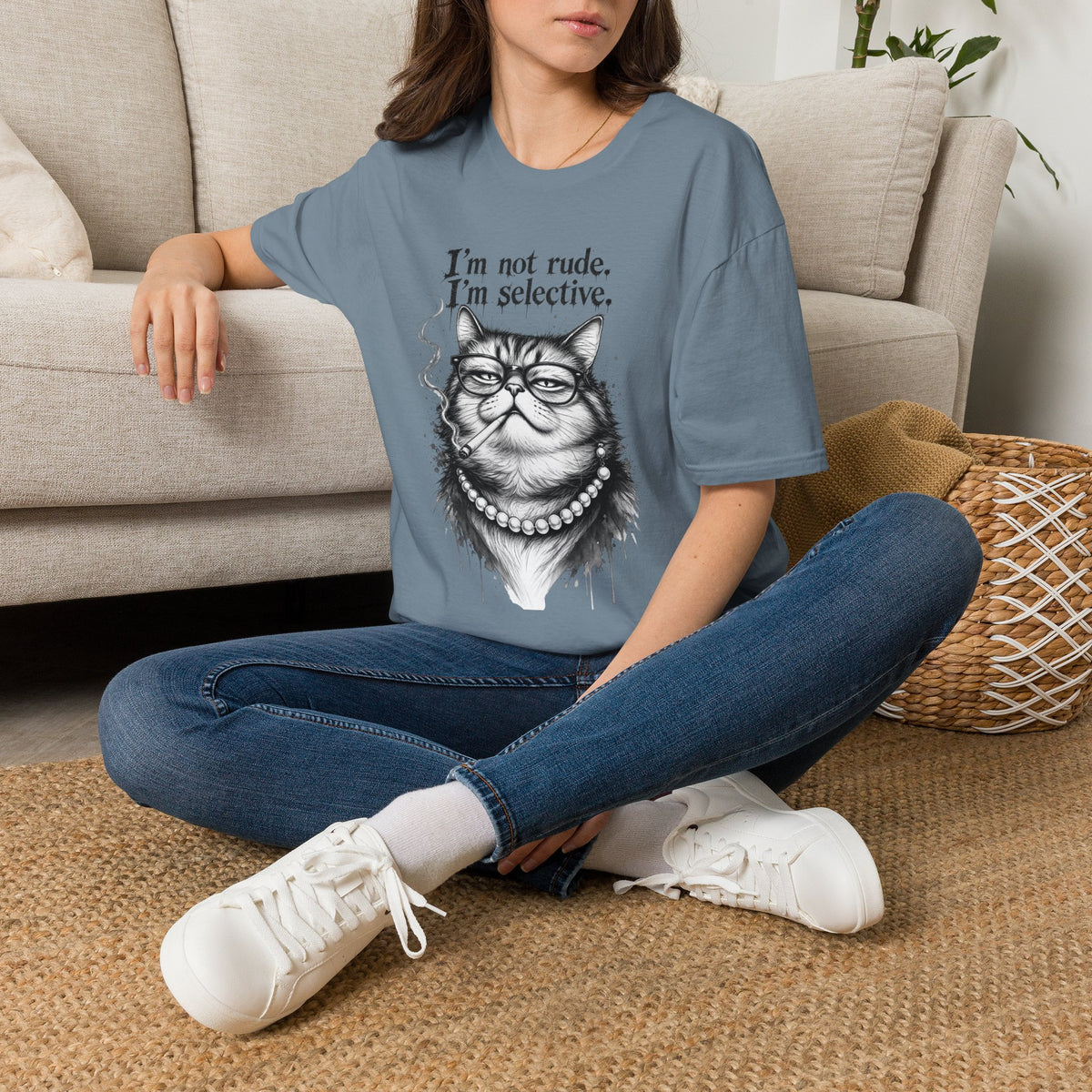 Cat Graphic T‑Shirt — "I'm Not Rude, I'm Selective" Funny Cat Tee