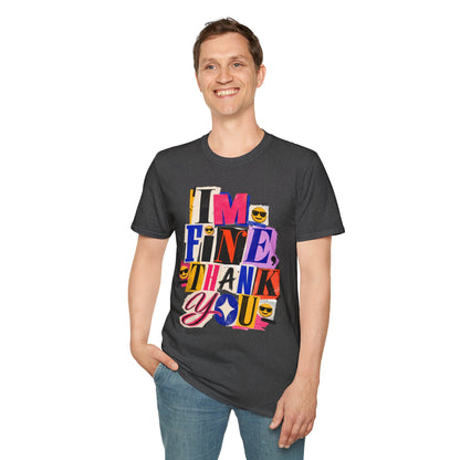 T-Shirt — "I'M FINE, THANK YOU" Retro Collage Graphic Tee