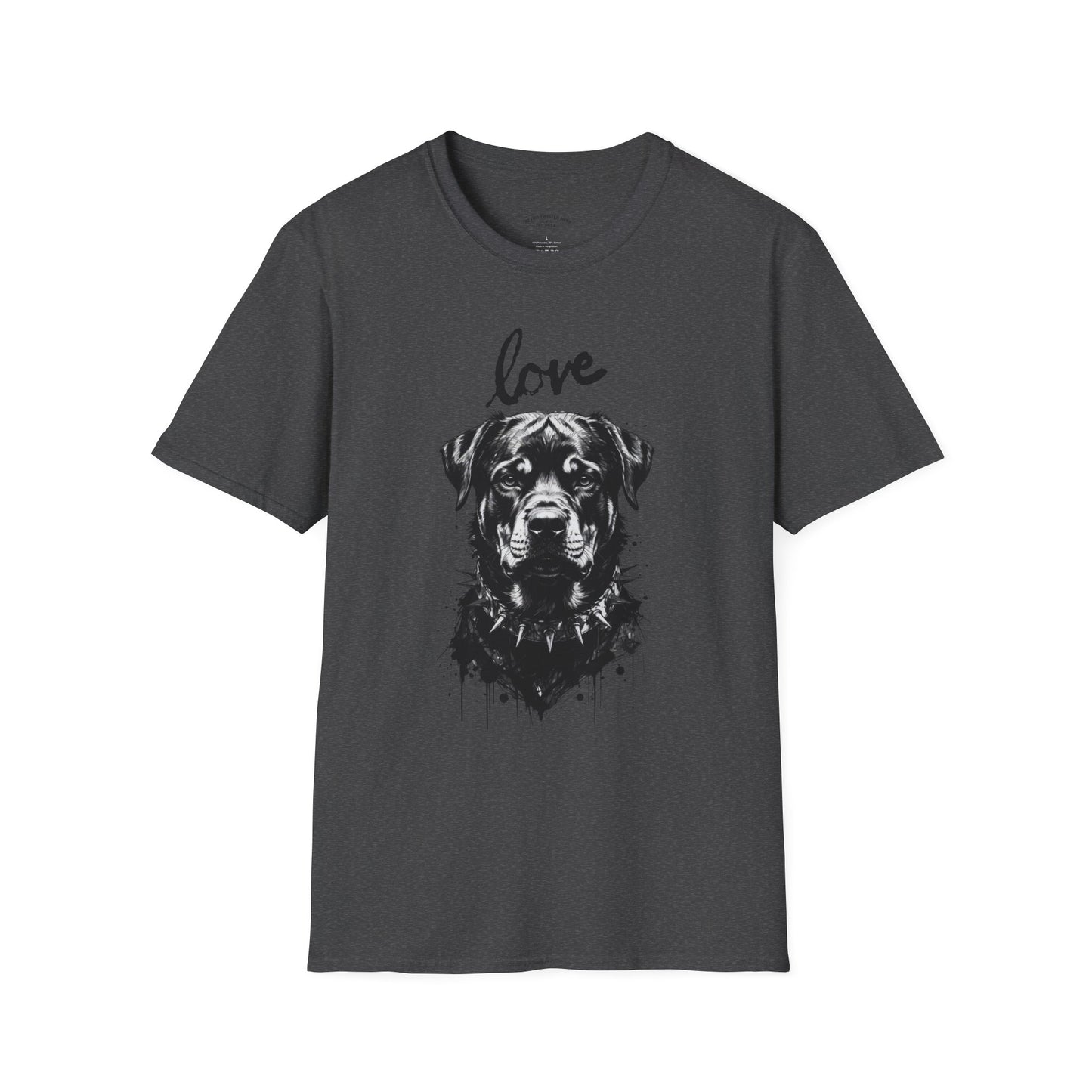 Love Rottweiler T-Shirt — Vintage Black Dog Portrait Tee for Dog Lovers