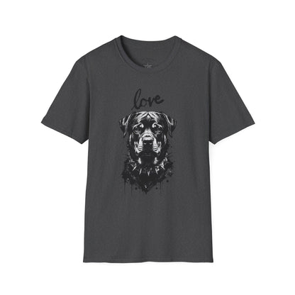 Love Rottweiler T-Shirt — Vintage Black Dog Portrait Tee for Dog Lovers