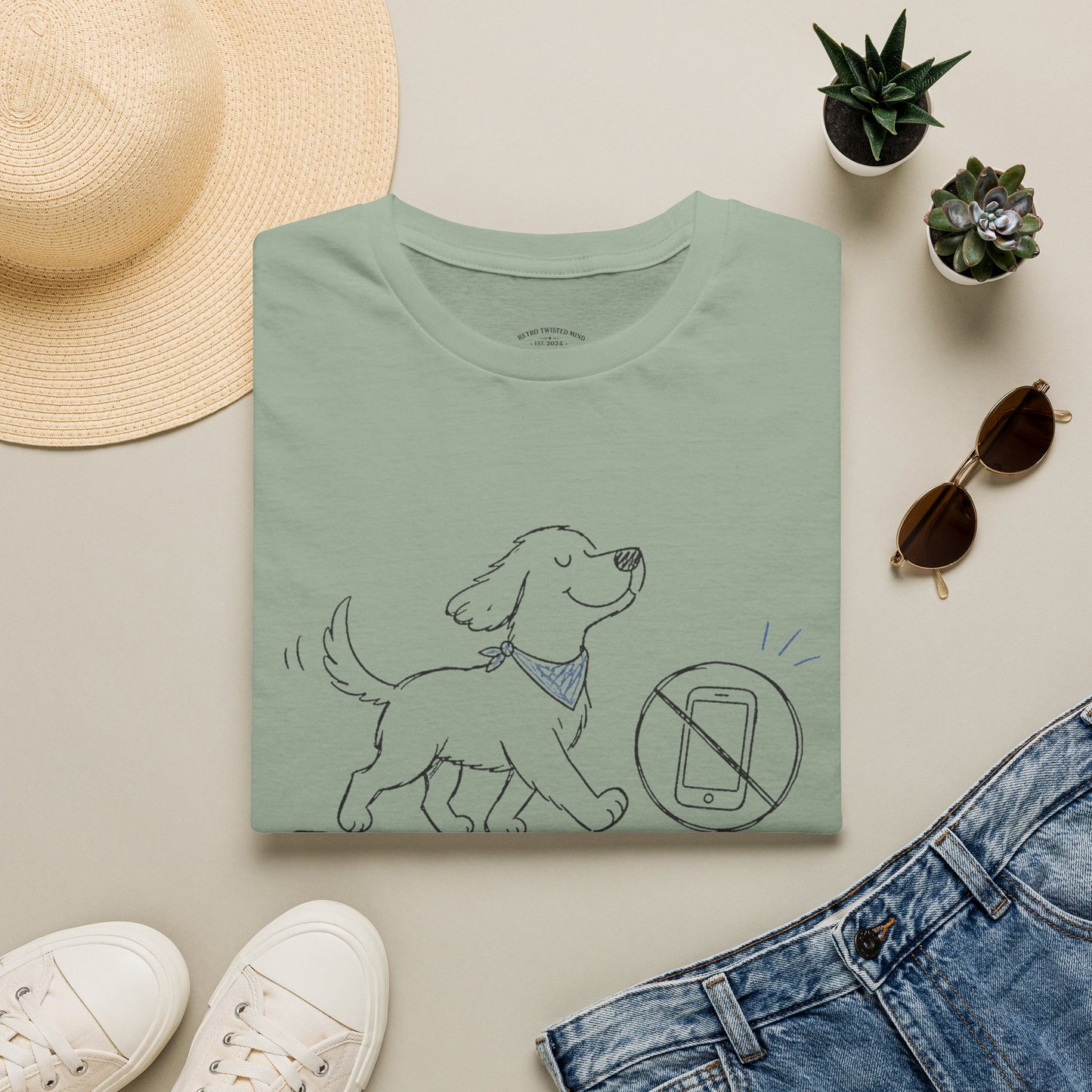 Less Scrolling, More Strolling Dog T-Shirt