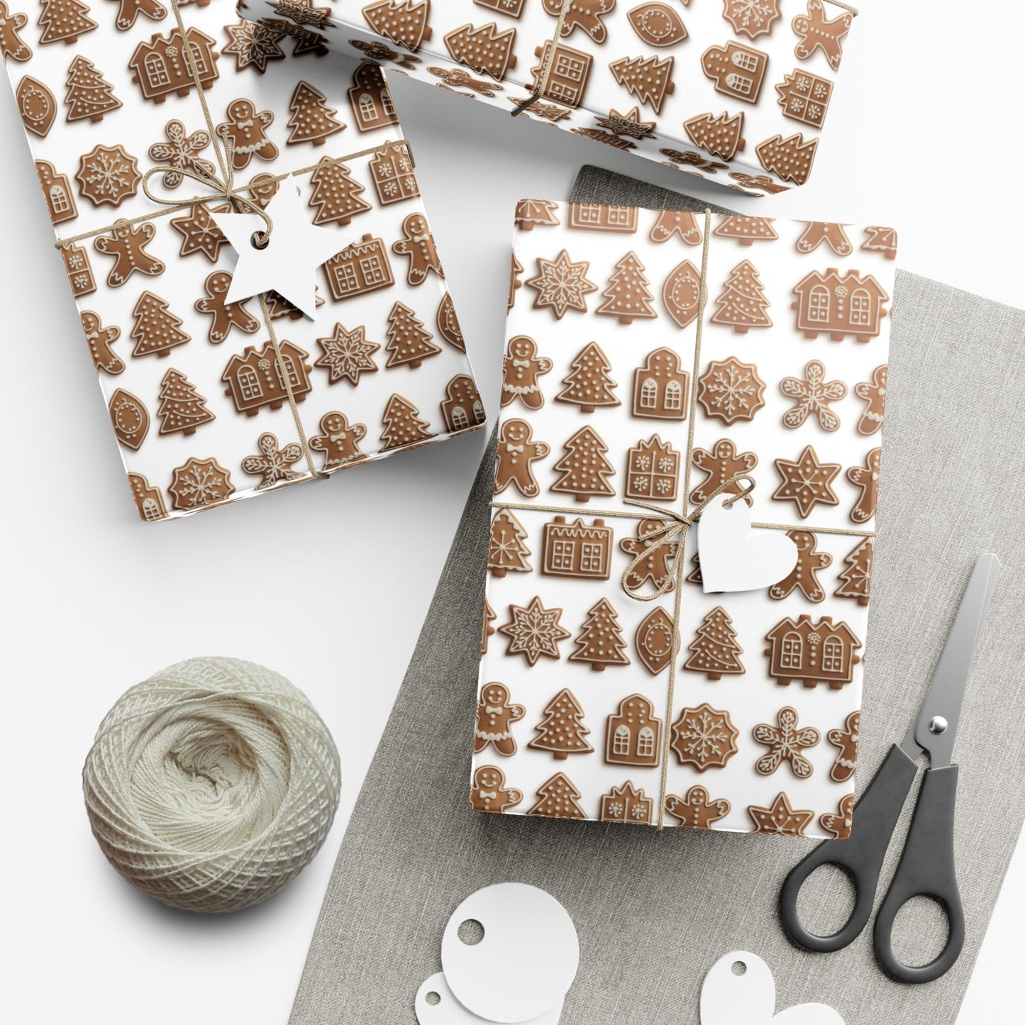 Gingerbread Pattern Gift Wrap Paper — Holiday Wrapping Sheets (Christmas Cookie Design)