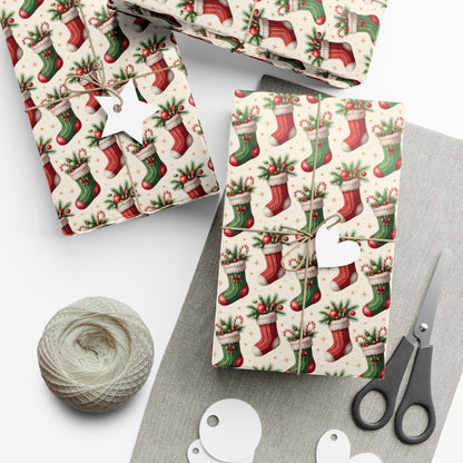 Christmas Stocking Gift Wrap Paper – Festive Holiday Wrapping Sheets