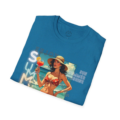 Enjoy Summer Vintage T-Shirt - Unisex Softstyle Tee for Beach Lovers