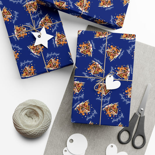 Copy of Gift Wrap — Blue Holiday Nativity Patterned Wrapping Paper