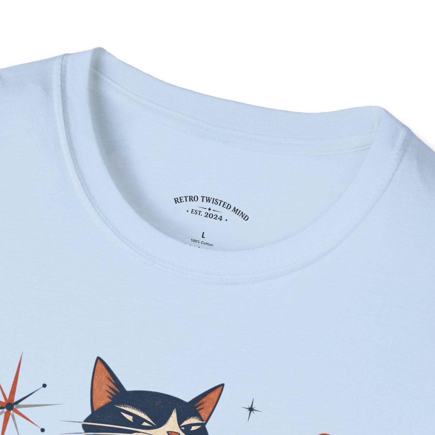 Cat Was Here First T-Shirt — Retro Mid-Century Kitty "You’re Just Visiting" Tee