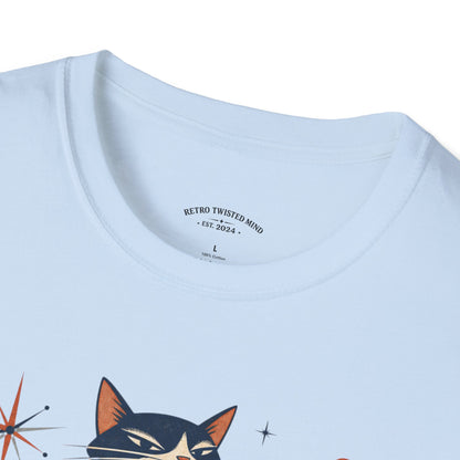 Cat Was Here First T-Shirt — Retro Mid-Century Kitty "You’re Just Visiting" Tee