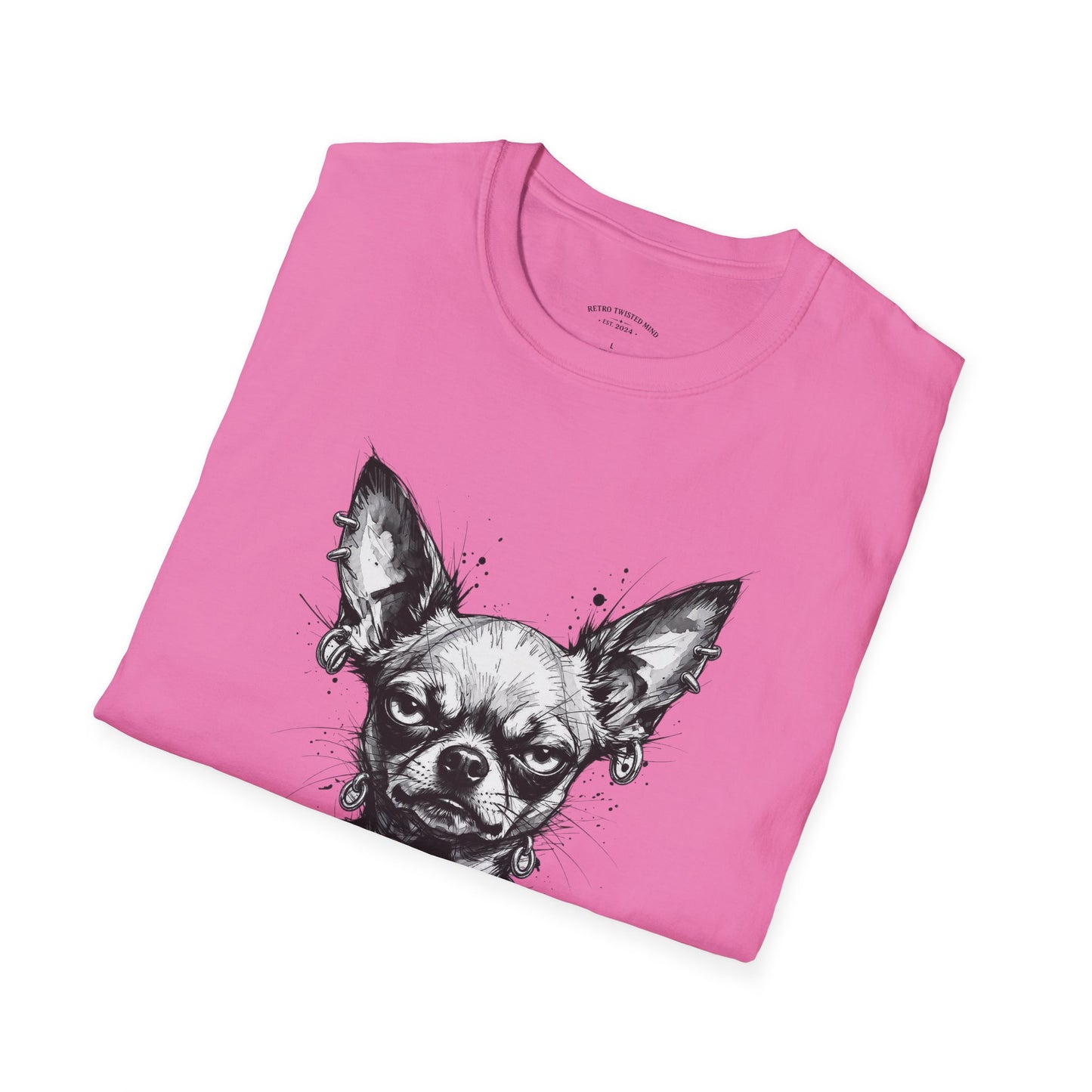 Chihuahua Portrait T‑Shirt — Expressive Black & White Dog Art Tee