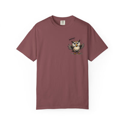 Witty Owl Graphic Tee — "Whooo?" Cute Cartoon Owl T-Shirt
