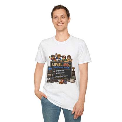 80s Level Up T-Shirt — 'Level 80s: Hardcore Mode' Retro Gaming Tee