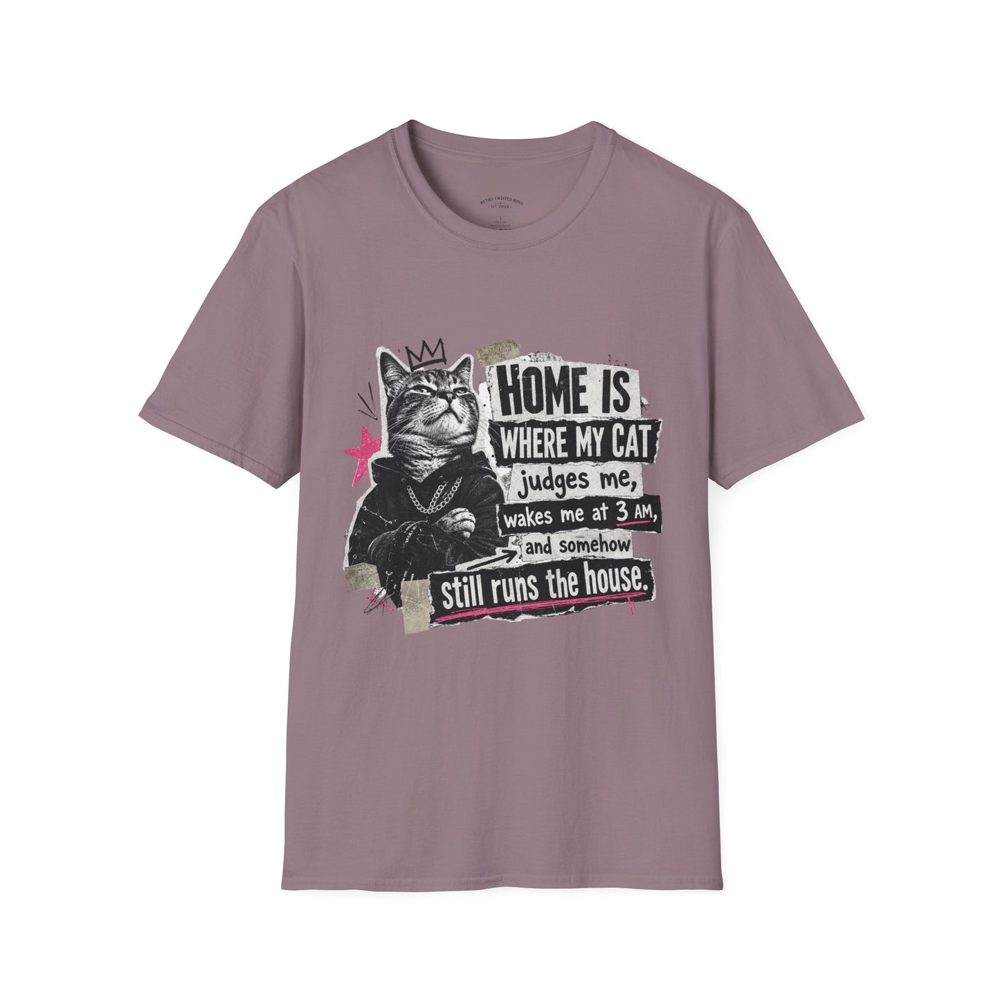 Cat T-Shirt — "Home Is Where My Cat Judges Me" Funny Graphic Tee