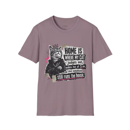 Cat T-Shirt — "Home Is Where My Cat Judges Me" Funny Graphic Tee