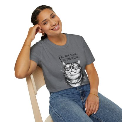 Cat Graphic T‑Shirt — "I'm Not Rude, I'm Selective" Funny Cat Tee