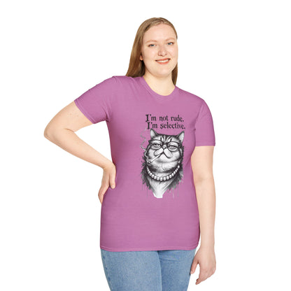 Cat Graphic T‑Shirt — "I'm Not Rude, I'm Selective" Funny Cat Tee