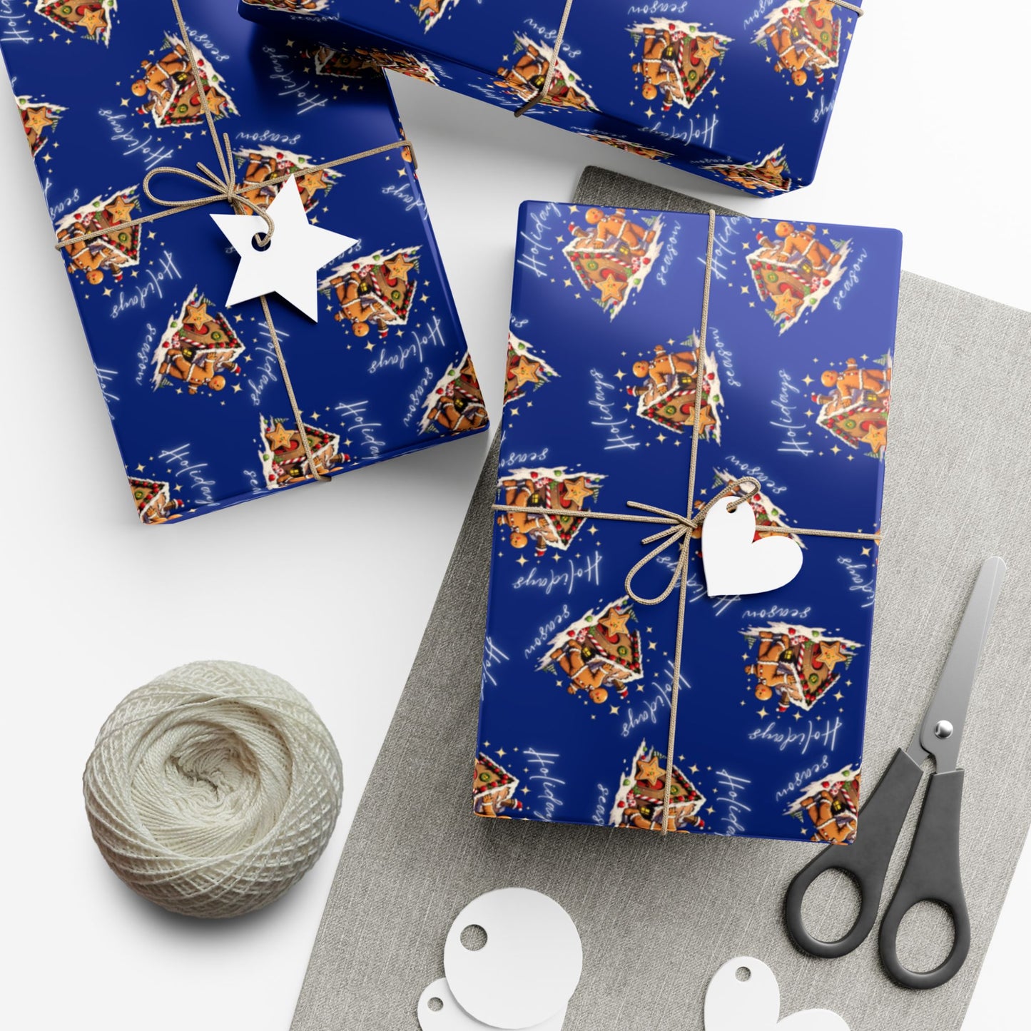 Copy of Gift Wrap — Blue Holiday Nativity Patterned Wrapping Paper