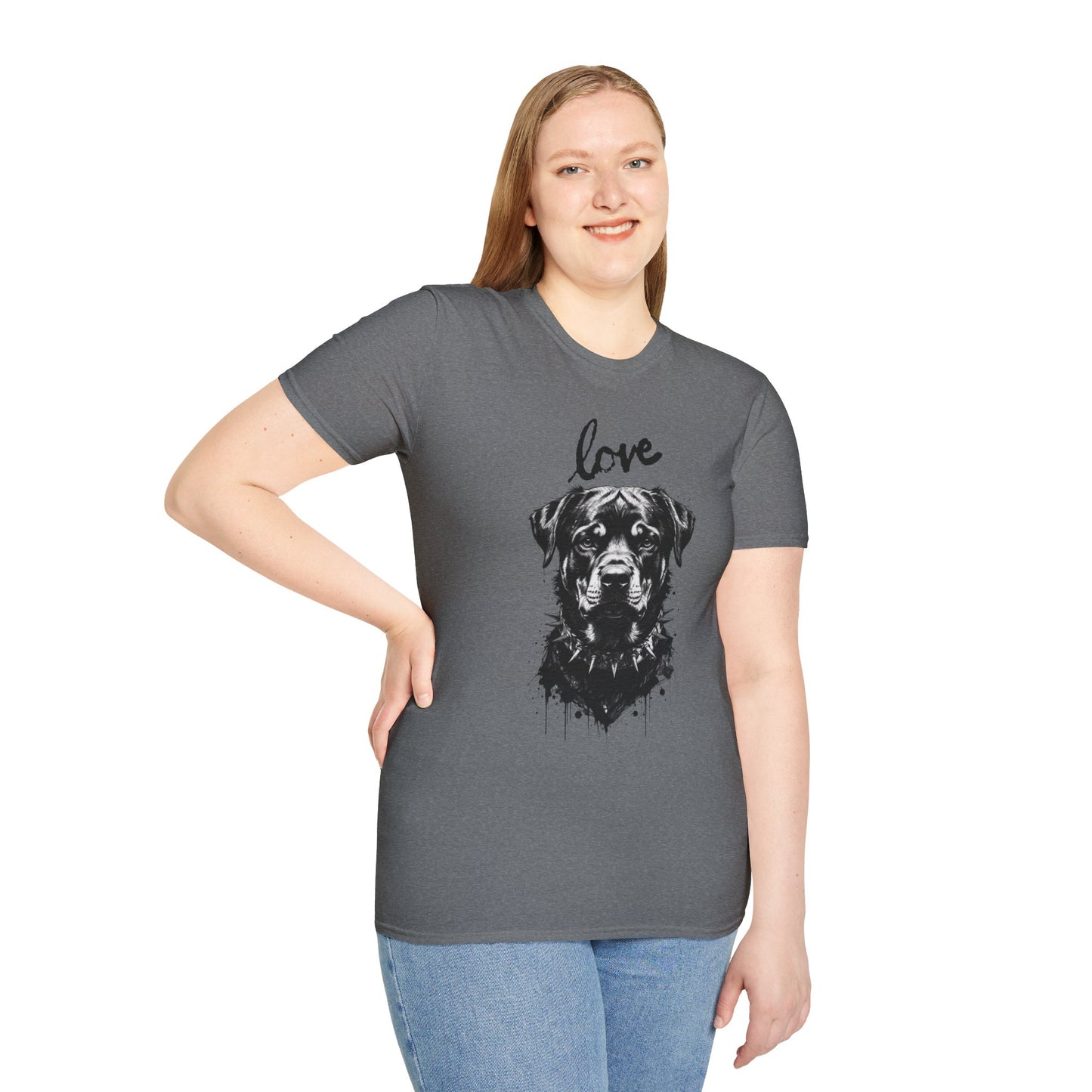 Love Rottweiler T-Shirt — Vintage Black Dog Portrait Tee for Dog Lovers