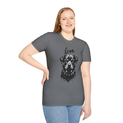 Love Rottweiler T-Shirt — Vintage Black Dog Portrait Tee for Dog Lovers