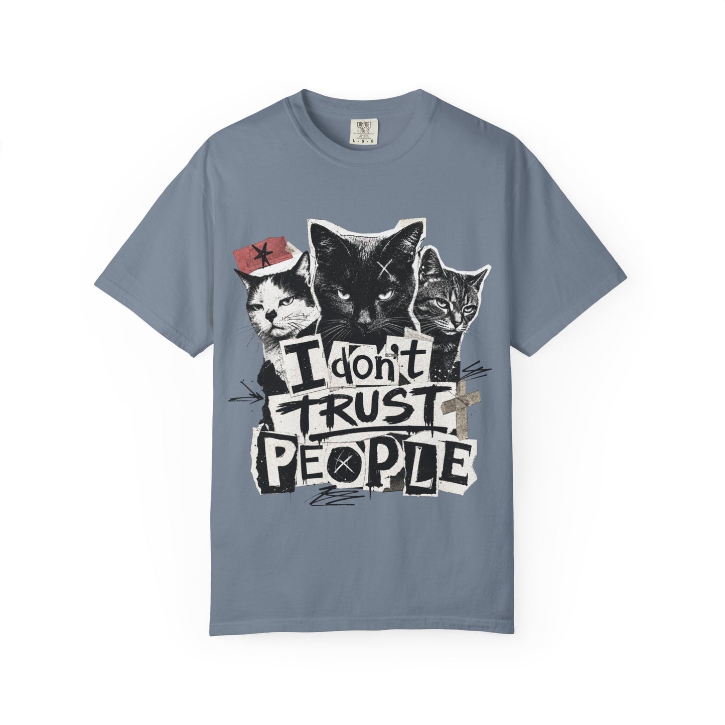 I Don’t Trust People Cat T-Shirt — Grunge Graphic Tee for Cat Lovers