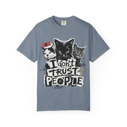 I Don’t Trust People Cat T-Shirt — Grunge Graphic Tee for Cat Lovers