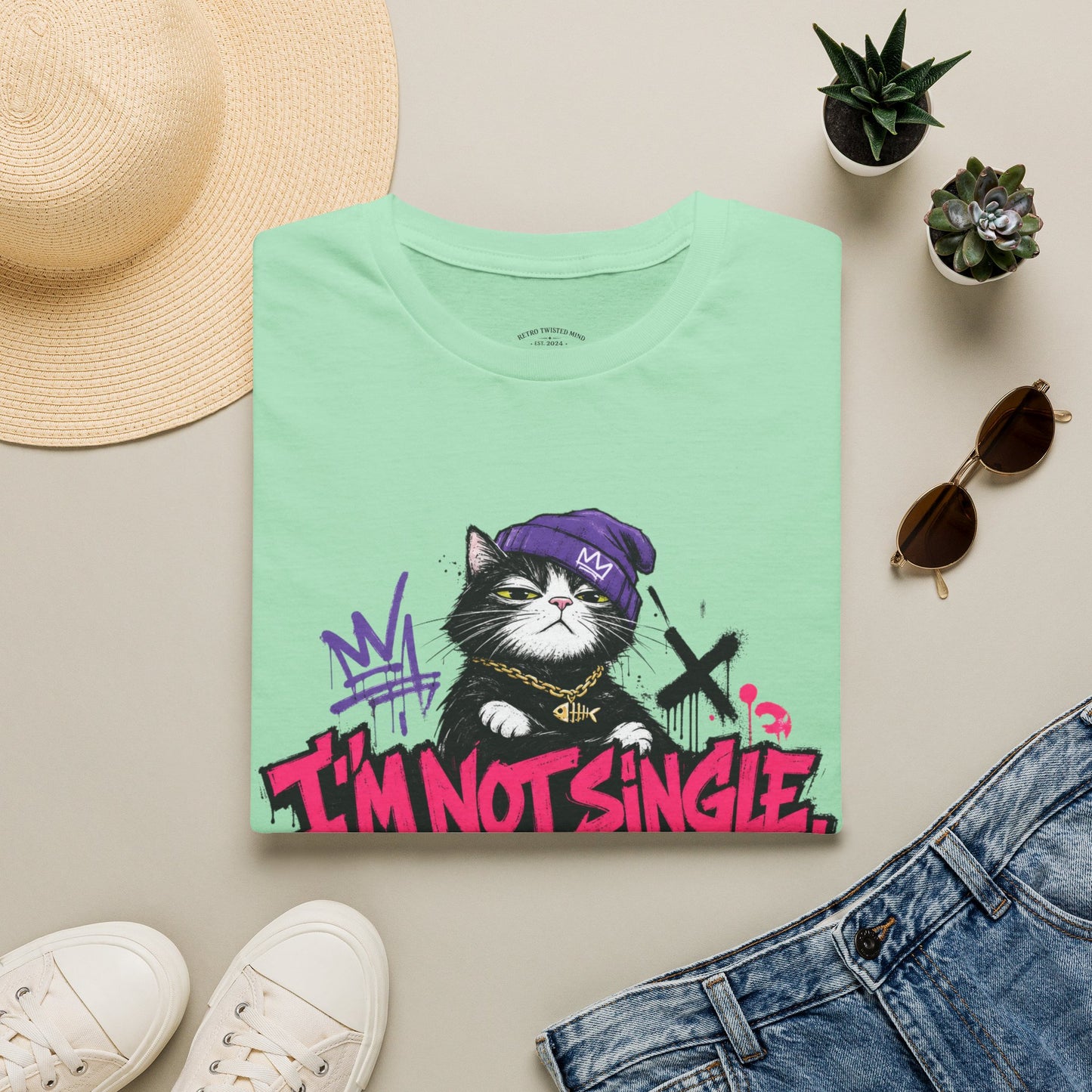 T‑Shirt — “I’m Not Single: I’m in a Toxic Relationship with a Cat” Graphic Tee