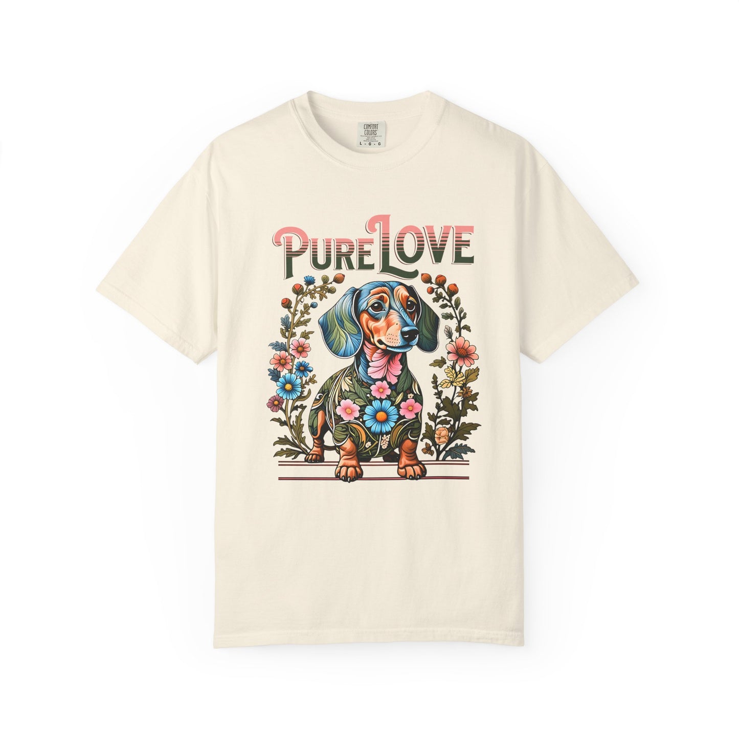 Pure Love Dog Art Unisex T-Shirt - Flower Design for Animal Lovers