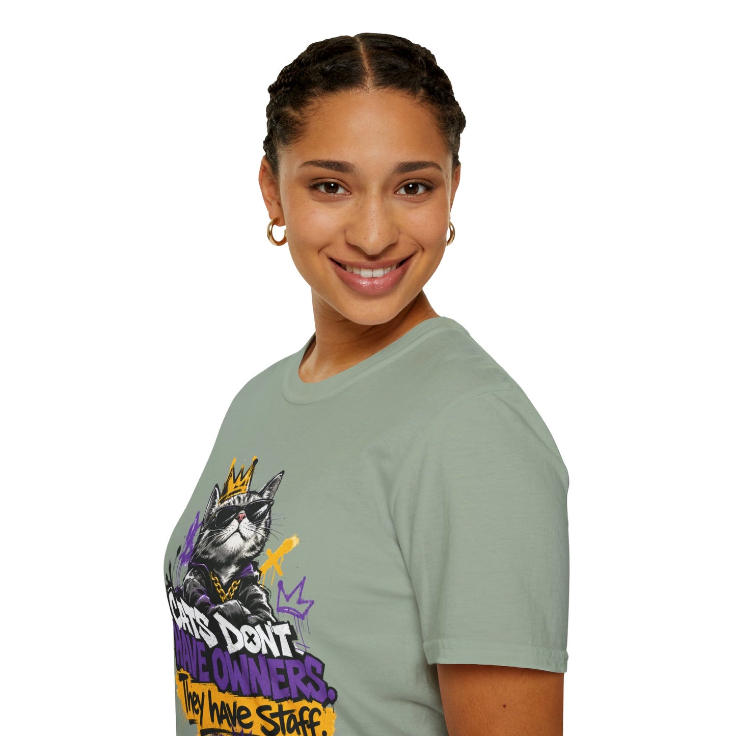 Cat Graphic Tee — "Cats Don't Have Owners They Have Staff"