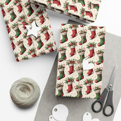 Christmas Stocking Gift Wrap Paper – Festive Holiday Wrapping Sheets